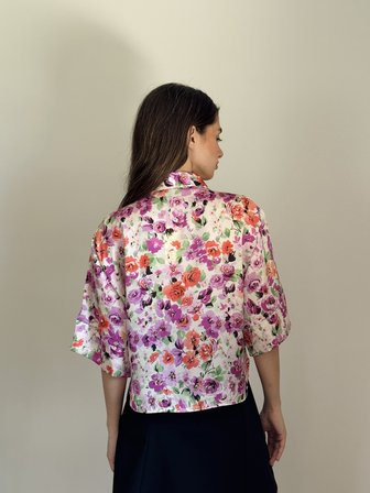 Retrobird Retro Model Bol Kısa Kol Gömlek Kadın Çok Renkli
