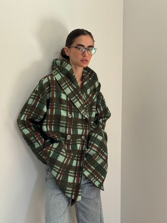 Retrobird Urban Retro Kapüşonlu Oversize Ceket Kaban Kadın Haki