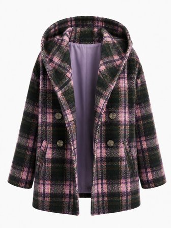 Retrobird Urban Retro Kapüşonlu Oversize Ceket Kaban Kadın Lila