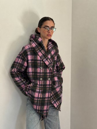 Retrobird Urban Retro Kapüşonlu Oversize Ceket Kaban Kadın Lila