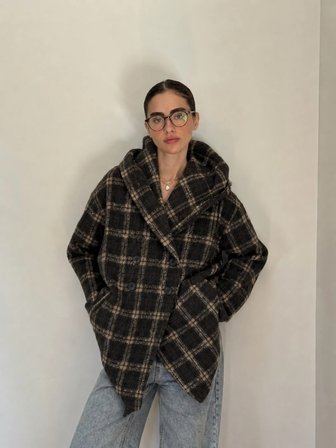 Retrobird Urban Retro Kapüşonlu Oversize Ceket Kaban Kadın Koyu Kahve