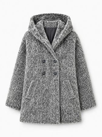 Retrobird Urban Retro Kapüşonlu Oversize Ceket Kaban Kadın Gri