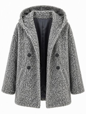 Retrobird Urban Retro Kapüşonlu Oversize Ceket Kaban Kadın Gri