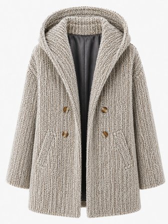 Retrobird Urban Retro Kapüşonlu Oversize Ceket Kaban Kadın Krem