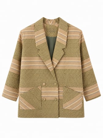 Retrobird 90'lar Retro Model Oversize Tasarım Ekose Ceket Kadın Zeytin Renkli