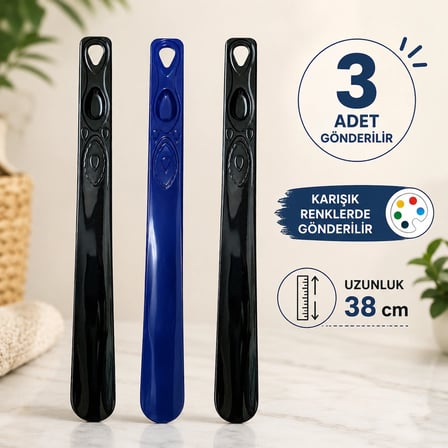 Karışık Renkli 3 Adet Plastik Ayakkabı Çekeceği, 38 cm Plastik Kerata
