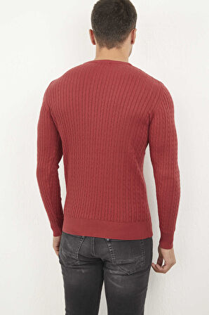 Peter V Yaka Erkek Triko Kazak Bordo