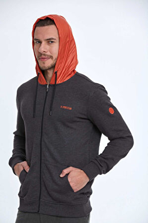 Libra Fermuarlı Kapüşonlu Erkek Sweatshirt  Antrasit