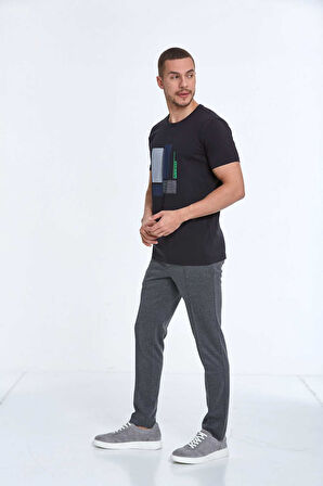 Axel Baskılı Erkek Tişört Siyah