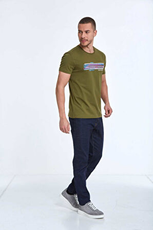 Quinn Baskılı Erkek Tişört Haki