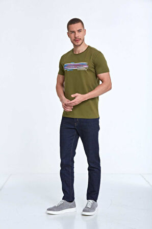 Quinn Baskılı Erkek Tişört Haki