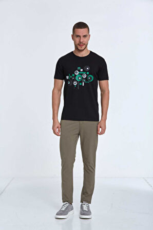 Nadan Baskılı Erkek Tişört Siyah