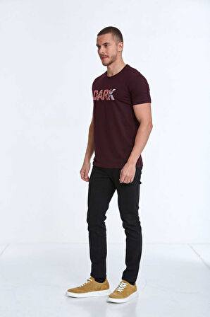 Hudson Nakışlı Erkek Tişört Bordo