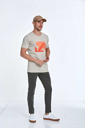 Caleb Baskılı Erkek Tişört Taş