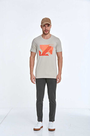 Caleb Baskılı Erkek Tişört Taş