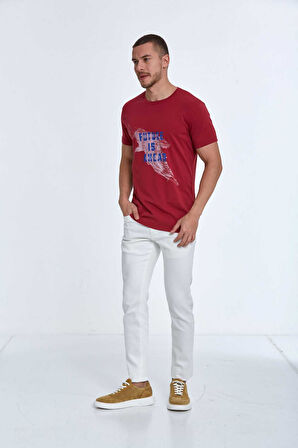 Blaze Baskılı Erkek Tişört Kırmızı