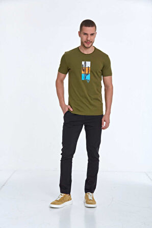 Cedro Baskılı Erkek Tişört Haki