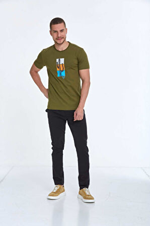 Cedro Baskılı Erkek Tişört Haki