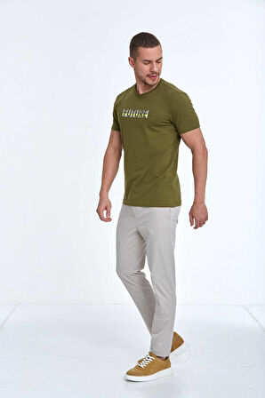 Oscar Baskılı Erkek Tişört Haki