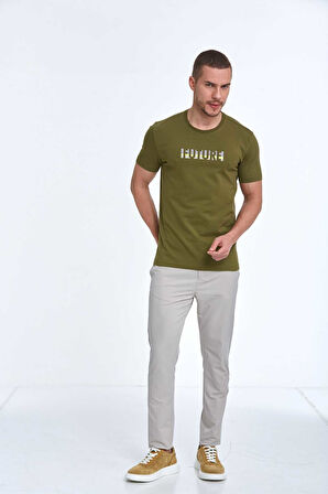 Oscar Baskılı Erkek Tişört Haki