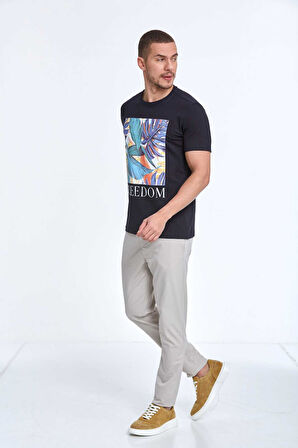 Elvio Baskılı Erkek Tişört Lacivert