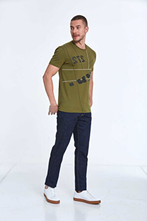 Vicente Baskılı Erkek Tişört Haki