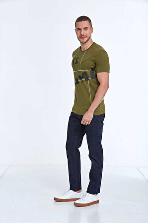 Vicente Baskılı Erkek Tişört Haki