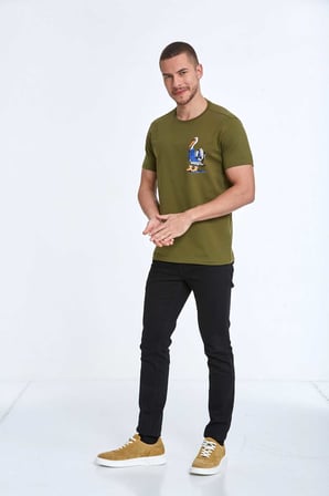 Ramon Baskılı Erkek Tişört Haki