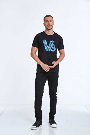 Gusta Baskılı Erkek Tişört Lacivert