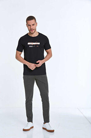 Lupe Baskılı Erkek Tişört Lacivert