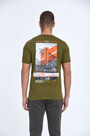 Lupe Baskılı Erkek Tişört Haki