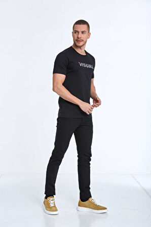 Rosa Baskılı Erkek Tişört Lacivert