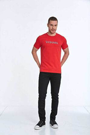 Rosa Baskılı Erkek Tişört Kırmızı