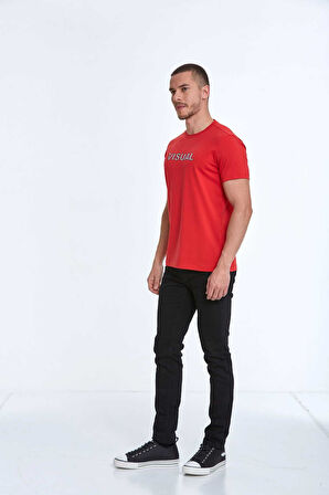 Rosa Baskılı Erkek Tişört Kırmızı