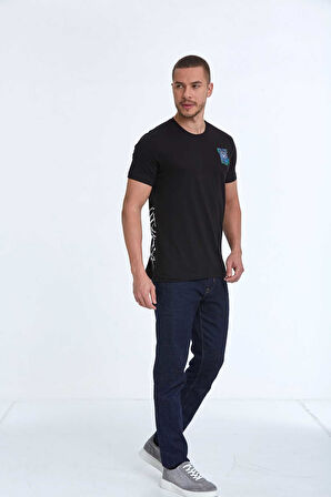 Elly Baskılı Erkek Tişört Siyah