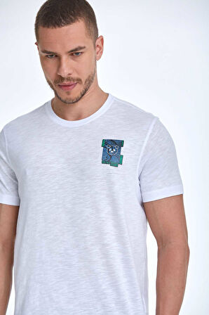 Elly Baskılı Erkek Tişört Beyaz