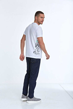 Elly Baskılı Erkek Tişört Beyaz