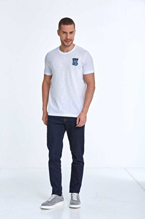 Elly Baskılı Erkek Tişört Beyaz