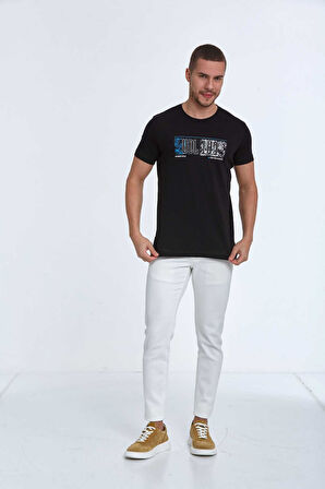 Tom Baskılı Erkek Tişört Siyah