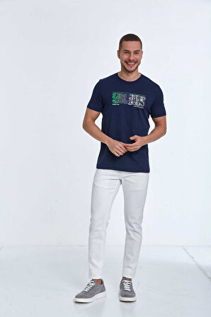 Tom Baskılı Erkek Tişört Lacivert