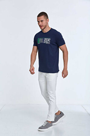 Tom Baskılı Erkek Tişört Lacivert