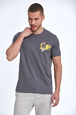 Enara Baskılı Erkek Tişört Antrasit