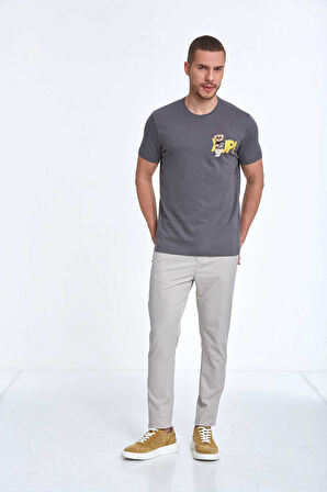 Enara Baskılı Erkek Tişört Antrasit