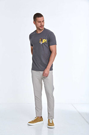 Enara Baskılı Erkek Tişört Antrasit