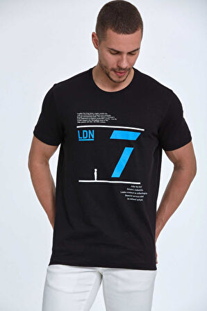 Enrique Baskılı Erkek Tişört Siyah