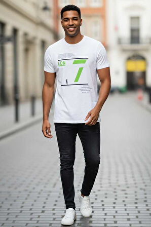 Enrique Baskılı Erkek Tişört Beyaz