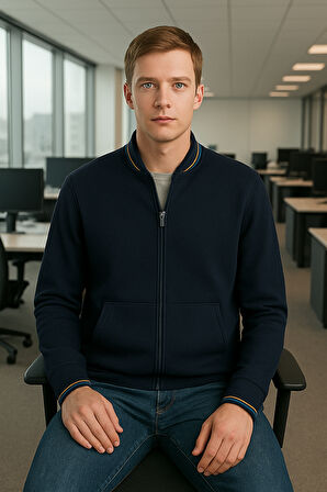 Andy Tam Fermuarlı Sweatshirt Siyah