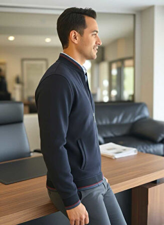 Andy Tam Fermuarlı Sweatshirt Lacivert