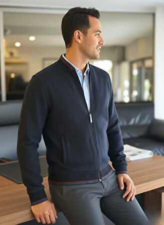 Andy Tam Fermuarlı Sweatshirt Lacivert