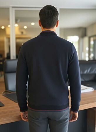 Andy Tam Fermuarlı Sweatshirt Lacivert